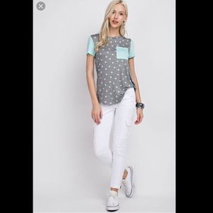 Grey and no to polka dot t-shirt